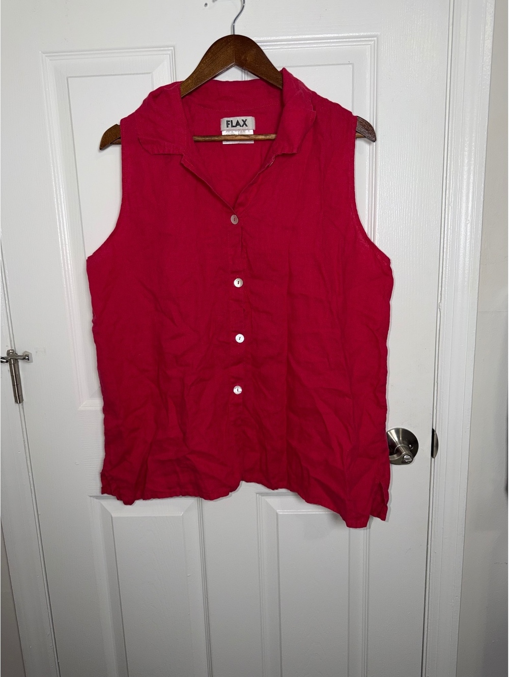 FLAX Red Women’s Button Blouse